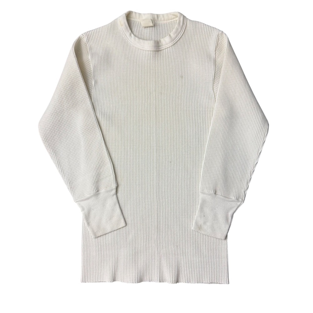 Vintage Dickies Thermal Shirt Cream Waffle Knit Long Sleeve Base Layer M*